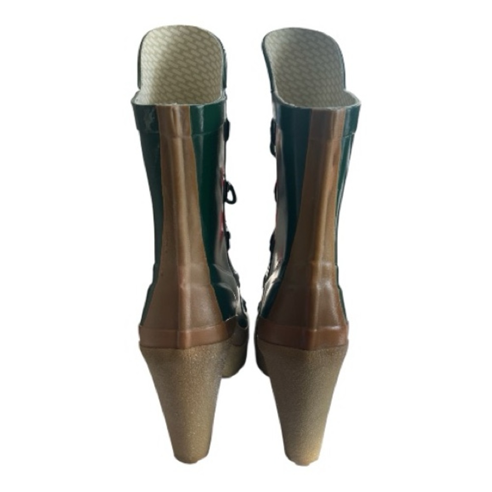Hunter Gabby Lace Up Rain Boots Hunter Green Size 6 - Picture 4 of 11